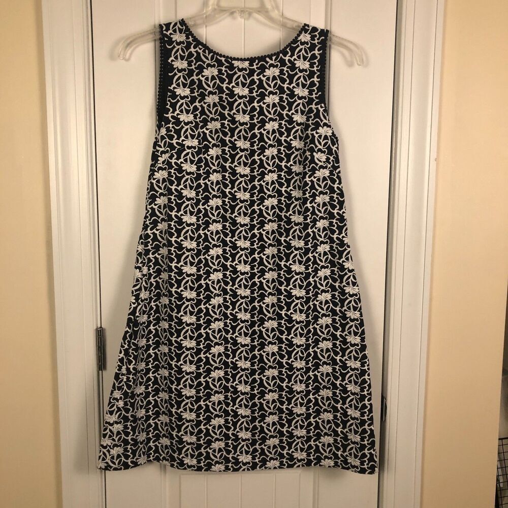 Ann Taylor Womens Shift Dress Embroidered Sleeveless Size 8‎ 100% Cotton Retro